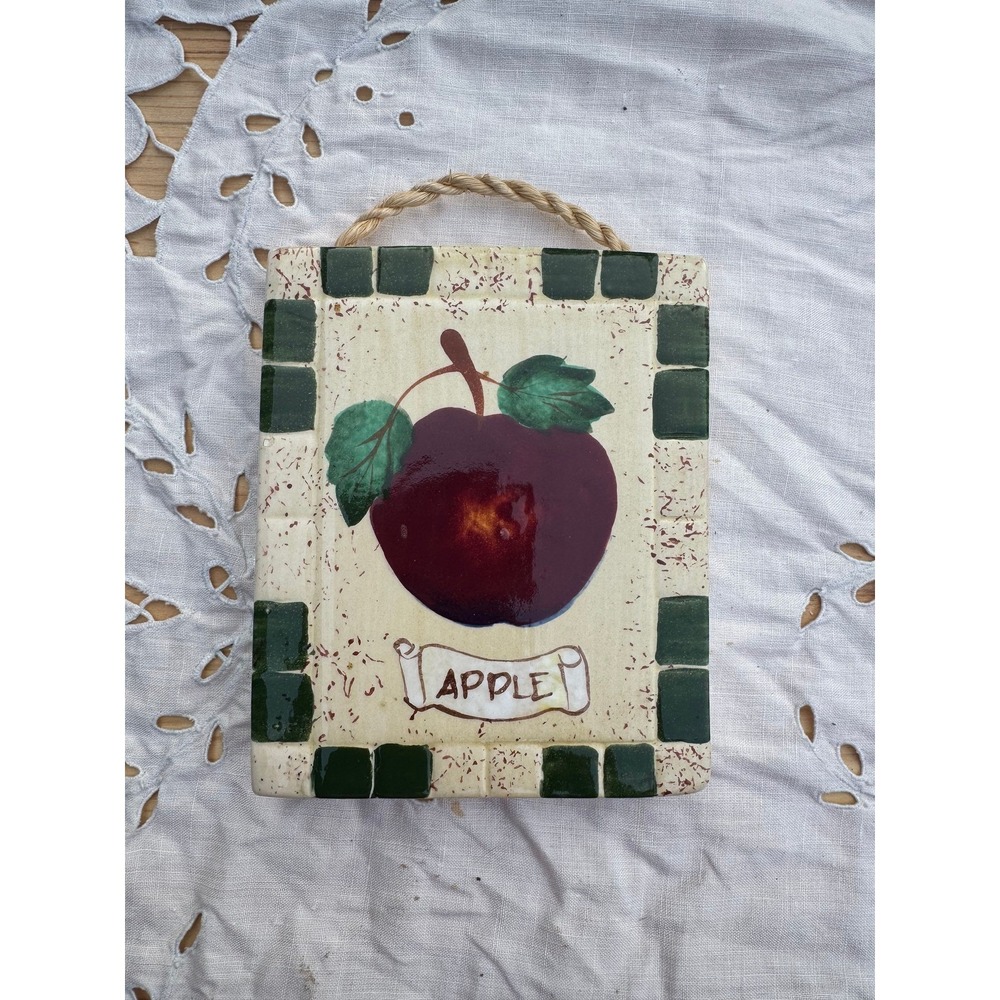 Apple tile hanging Vignette Italy inspired kitchen